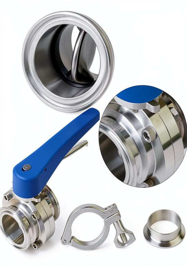 TAISHER 1PCS 304 Stainless Steel 3" Tube OD Butterfly Valve Kit 3" Tri Clamp 91MM Ferrule Flange-4