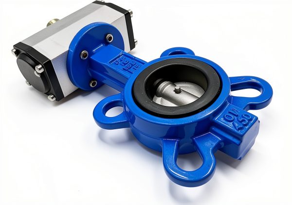 iMaykea 1-1/2in DN40 Dual Pneumatic Butterfly Valve EPDM Wafer Blue-5