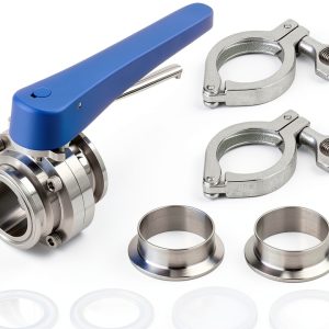 TAISHER 1PCS 304 Stainless Steel 3" Tube OD Butterfly Valve Kit 3" Tri Clamp 91MM Ferrule Flange-0