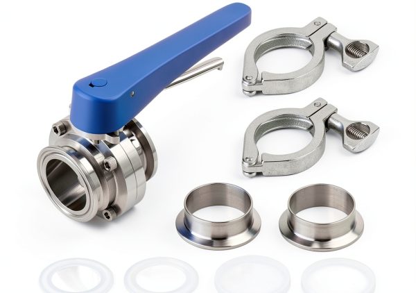 TAISHER 1PCS 304 Stainless Steel 3" Tube OD Butterfly Valve Kit 3" Tri Clamp 91MM Ferrule Flange-0