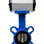 iMaykea 1-1/2in DN40 Dual Pneumatic Butterfly Valve EPDM Wafer Blue-0