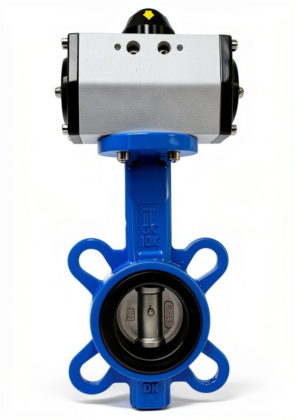 iMaykea 1-1/2in DN40 Dual Pneumatic Butterfly Valve EPDM Wafer Blue-0