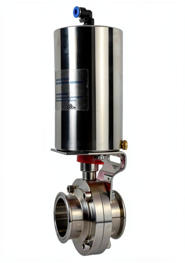 4" Pneumatic Sanitary Butterfly Valve MKFKVVKLJ SS Clamp OD 119mm-0