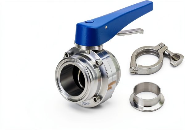 TAISHER 1PCS 304 Stainless Steel 3" Tube OD Butterfly Valve Kit 3" Tri Clamp 91MM Ferrule Flange-5