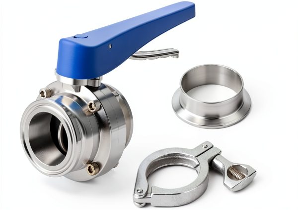 TAISHER 1PCS 304 Stainless Steel 3" Tube OD Butterfly Valve Kit 3" Tri Clamp 91MM Ferrule Flange-3