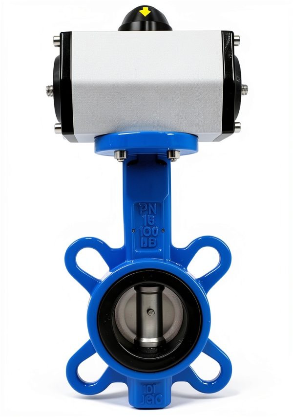 iMaykea 1-1/2in DN40 Dual Pneumatic Butterfly Valve EPDM Wafer Blue-4