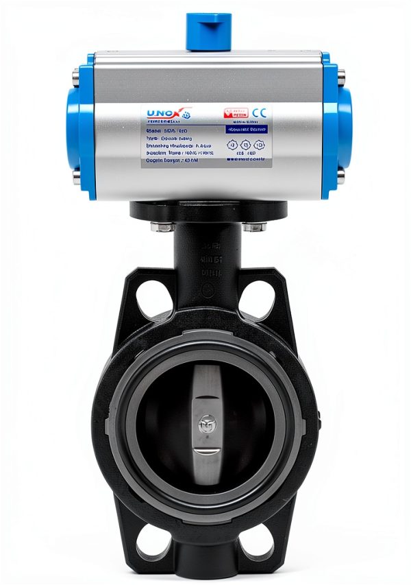 UNOX Butterfly Valve Ø250 Double Acting Pneumatic Wafer U-PVC Water-0